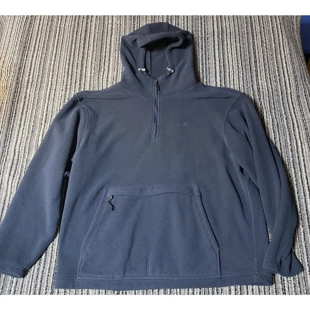 The North Face TKA 100 Men’s XL 2006 Blue Hooded Fleece 1/4 Zip Kangaroo Y2K